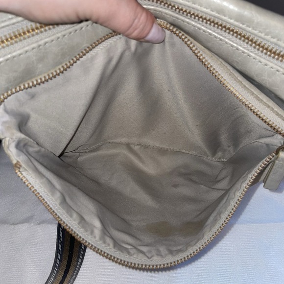 Anthropologie Vegan Leather Suede Crossbody Bag Purse Double Pouch Tan Gray - Picture 5 of 16